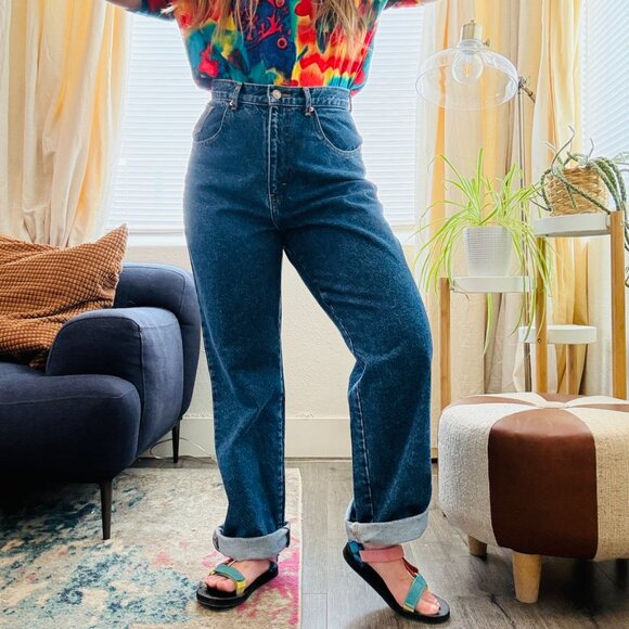 Vintage Denim 90s Enuf Buckle Back Straight Leg Blue Jeans | Size 29 X 30 - Picture 10 of 12